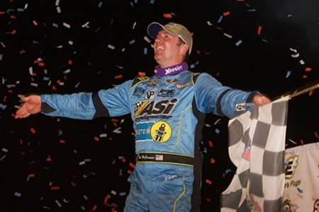 Tim McCreadie in victory lane of the 2022 firecracker100